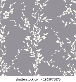 seamless pattern of flowers, branches and leaves