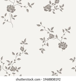 seamless pattern of flowers, branches and leaves