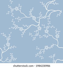 seamless pattern of flowers, branches and leaves