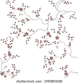 seamless pattern of flowers, branches and leaves