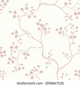 seamless pattern of flowers, branches and leaves