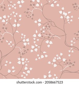 seamless pattern of flowers, branches and leaves