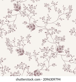 seamless pattern of flowers, branches and leaves