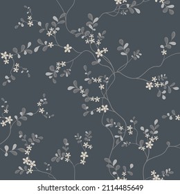 seamless pattern of flowers, branches and leaves