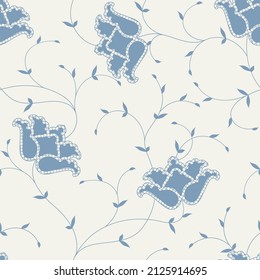 seamless pattern of flowers, branches and leaves
