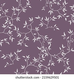 seamless pattern of flowers, branches and leaves