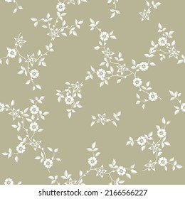 seamless pattern of flowers, branches and leaves