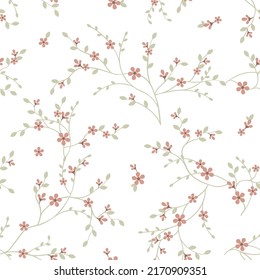 nahtlose Muster von Blumen, Ästen und Blättern