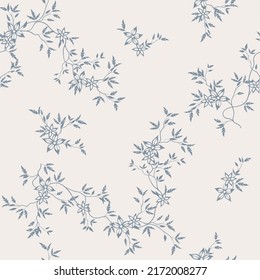 seamless pattern of flowers, branches and leaves