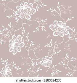seamless pattern of flowers, branches and leaves