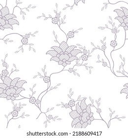 seamless pattern of flowers, branches and leaves