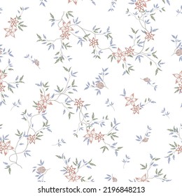 patrón ininterrumpido de flores, ramas y hojas