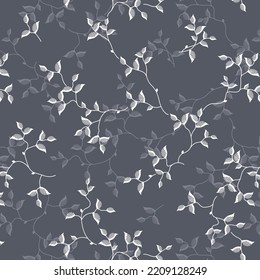 seamless pattern of flowers, branches and leaves