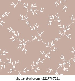 seamless pattern of flowers, branches and leaves