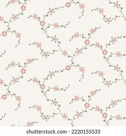 seamless pattern of flowers, branches and leaves