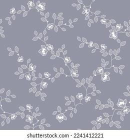 seamless pattern of flowers, branches and leaves