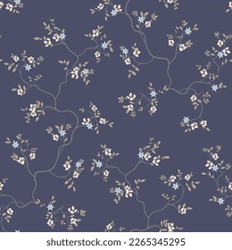 seamless pattern of flowers, branches and leaves