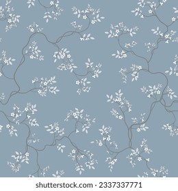 seamless pattern of flowers, branches and leaves