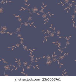 seamless pattern of flowers, branches and leaves