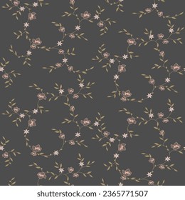 seamless pattern of flowers, branches and leaves