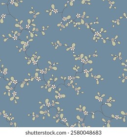 seamless pattern of flowers, branches and leaves