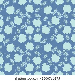 seamless pattern of flowers, branches and leaves