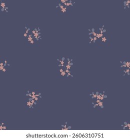 seamless pattern of flowers, branches and leaves