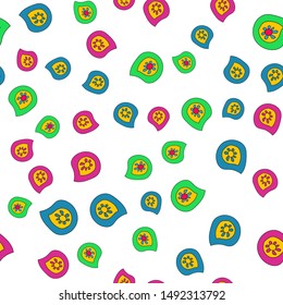 Seamless pattern with flowers bright color. It can be used to print on packaging, bags, cups, a laptop, a box, etc. The pattern is masked. Vector.