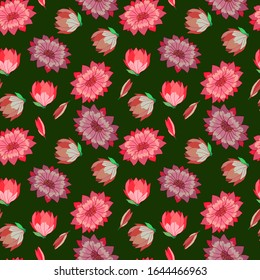 patrón transparente con flores de color brillante, ilustración vectorial, adorno de papel pintado, papel envolvente