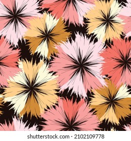 Seamless pattern. Flowers. Brush texture.