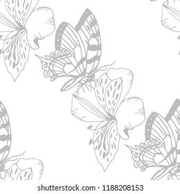 seamless pattern with flowers and butterflies