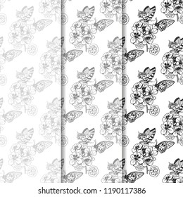 seamless pattern with flowers and butterflies
