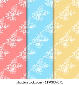 seamless pattern with flowers and butterflies