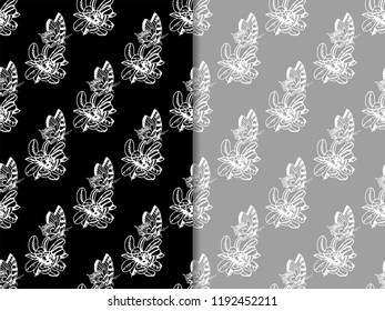 seamless pattern with flowers and butterflies