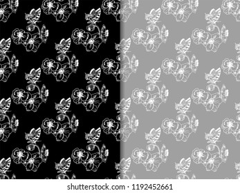 seamless pattern with flowers and butterflies
