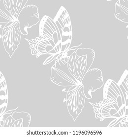 seamless pattern with flowers and butterflies