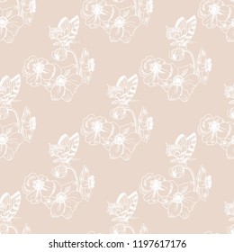 seamless pattern with flowers and butterflies