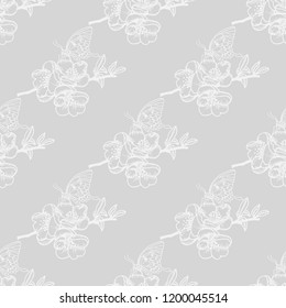 seamless pattern with flowers and butterflies