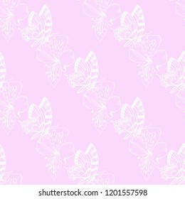seamless pattern with flowers and butterflies