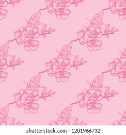 seamless pattern with flowers and butterflies