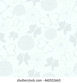 Seamless pattern with flowers and butterflies