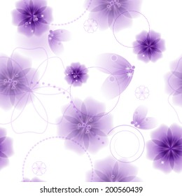 Seamless pattern with flowers and butterflies. Vector background.