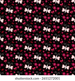 seamless pattern with  flowers and butterfly, fabric pattern, gift wrapping paper, notebook cover, phone case pattern 