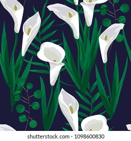 seamless pattern of flowers of Calla lilies.vector illustration
