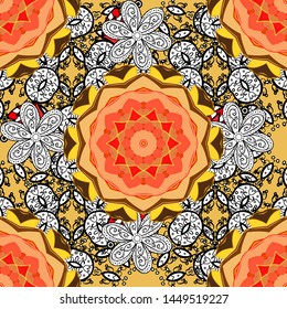 Seamless pattern with flowers. Seamless pattern can be used for wallpaper, web page background, surface textures. Vector ornate zentangle texture, endless pattern with abstract flowers.