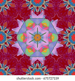 Seamless pattern with flowers. Seamless pattern can be used for wallpaper, web page background, surface textures. Vector ornaments. Ornate zentangle texture, endless pattern with abstract flowers.