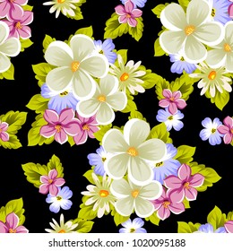 seamless pattern of flowers. For card designs, greeting cards, birthday invitations, wedding, Valentine's day, party, celebration. Vector illustration