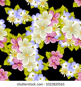seamless pattern of flowers. For card designs, greeting cards, birthday invitations, wedding, Valentine's day, party, celebration. Vector illustration
