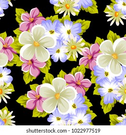 seamless pattern of flowers. For card designs, greeting cards, birthday invitations, wedding, Valentine's day, party, celebration. Vector illustration