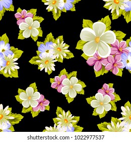 seamless pattern of flowers. For card designs, greeting cards, birthday invitations, wedding, Valentine's day, party, celebration. Vector illustration